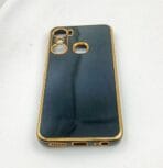 Infinix HOT 12 Pro Back Cover 6D Chrome Black Color Golden Edge - Image 3