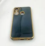 Infinix HOT 12 Pro Back Cover 6D Chrome Black Color Golden Edge - Image 3