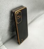 Realme Narzo 50i Back Cover 6D Chrome Black Color Golden Edge - Image 2