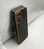 Realme Narzo 50i Back Cover 6D Chrome Black Color Golden Edge - Image 2