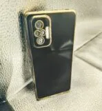 Redmi Note 10 Pro Back Cover Black Colour 6D Chrome Golden Edge