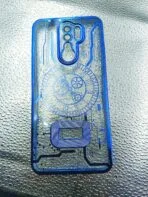 Redmi 9 Prime/POCO M2 back cover CD Watch Chrome transparent with camera lens protection blue edge - Image 2