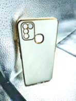 Infinix Smart 5 Back Cover White Colour 6D Chrome Golden Edge