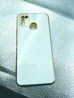 Infinix Smart 5 Back Cover White Colour 6D Chrome Golden Edge - Image 2