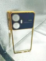 Realme C55 back cover transparent with camera lens protection golden edge