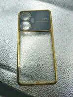Realme C55 back cover transparent with camera lens protection golden edge - Image 2