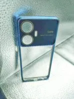 Realme C55 back cover transparent with camera lens protection blue edge