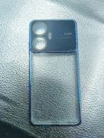 Realme C55 back cover transparent with camera lens protection blue edge - Image 2