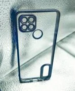 Oppo A15/A15S/A35 CD Chrome Case with Camera Lens Guard- Black Edge
