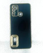 Vivo Y30 Back Cover 6D Chrome with camera lens protection black colour golden edge - Image 2
