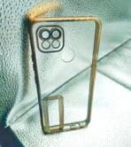 Realme C20 back cover CD Chrome transparent with camera lens protection golden edge
