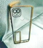 Realme C20 back cover CD Chrome transparent with camera lens protection golden edge