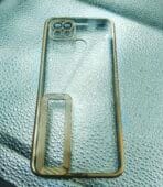 Realme C20 back cover CD Chrome transparent with camera lens protection golden edge - Image 2