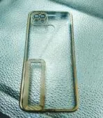 Realme C20 back cover CD Chrome transparent with camera lens protection golden edge - Image 2