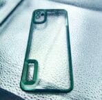 Realme C3 back cover CD Chrome transparent with camera lens protection green edge - Image 2