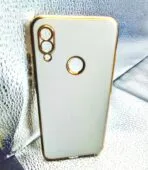 Redmi Note 7/7 Pro back cover 6D Chrome golden edge white colour