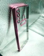 Infinix Hot 8/X650 back cover CD Chrome transparent with camera lens protection pink edge - Image 2