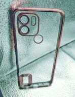 Redmi A1+ 4G/Redmi A2+ 4G back cover CD Chrome transparent with camera lens protection pink edge