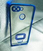 Redmi 6 back cover CD Chrome transparent with camera lens protection blue edge
